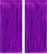 2 Pack 3.2ft x 8.2ft Black Tinsel Foil Fringe Curtains, Metallic Foil Tinsel Photo Booth Backdrop Streamer for New Years Decorations Halloween Bachelorette Birthday Holiday Celebration Party Supplies