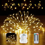 Minetom Fairy Lights Battery Operated with Remote, LED Waterproof String Lights Indoor Outdoor, Starry Twinkle Light for Christmas Home Bedroom Wedding DIY Centerpiece Decor