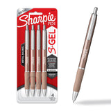 Sharpie S-Gel Gel Pens Sleek Metal Barrel Medium Point (0.7mm) Black Ink 4 Count