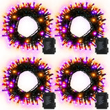 4 Pack Battery Christmas Light String 16.5Ft 50 LED Clear Wire Sting Lights Christmas Tree Wrapped Lights Timer 8 Modes Auto On/Off Christmas Fairy Lights for Indoor Outdoor Patio Wreath Garden Deck