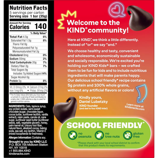 KIND_Kids_Snacks,_Chocolate_Chip_Bar,_Tree_Nut_and_Peanut_Free,_Gluten_Free,_Whole_Grains_and_Oats,_5g_Protein,_5_Count