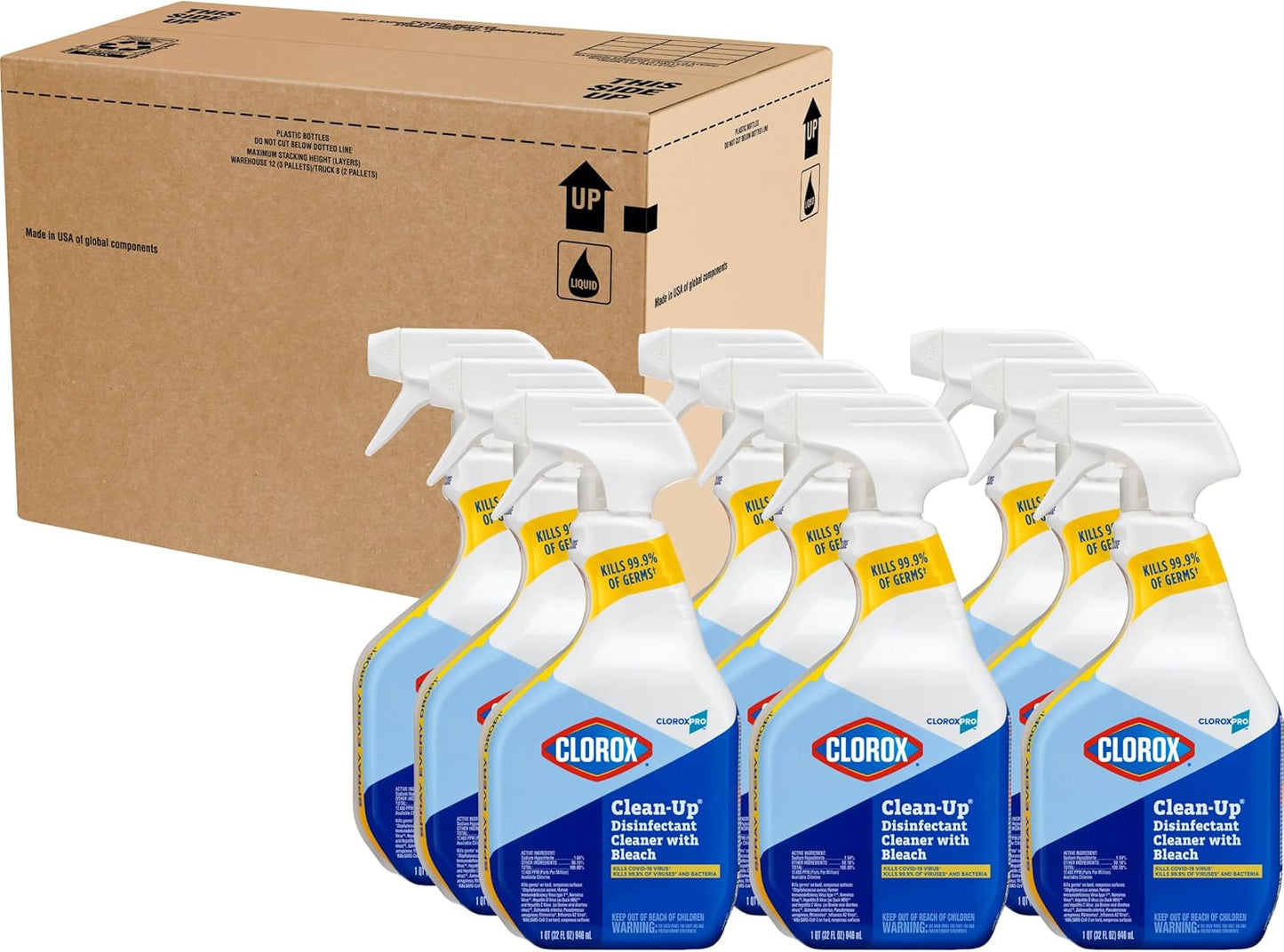 CloroxPro_Clorox_Clean-Up_Disinfectant_Cleaner_with_Bleach_Spray,_32_Ounces_Each_(Pack_of_9)_(35417)