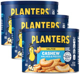 PLANTERS Cashews, Cashew Halves & Pieces, Plant-Based Protein, Canister, Great Party Snack
