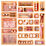 Vtopmart 25 PCS Clear Plastic Drawer Organizers Set, 4-Size Versatile Bathroom and Vanity Drawer Organizer Trays, Storage Bins for Makeup, Bedroom, Kitchen Gadgets Utensils and Office