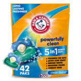 Arm & Hammer Clean Burst 5-in-1 Laundry Detergent Power Paks, High Efficieny (HE), 42 Count