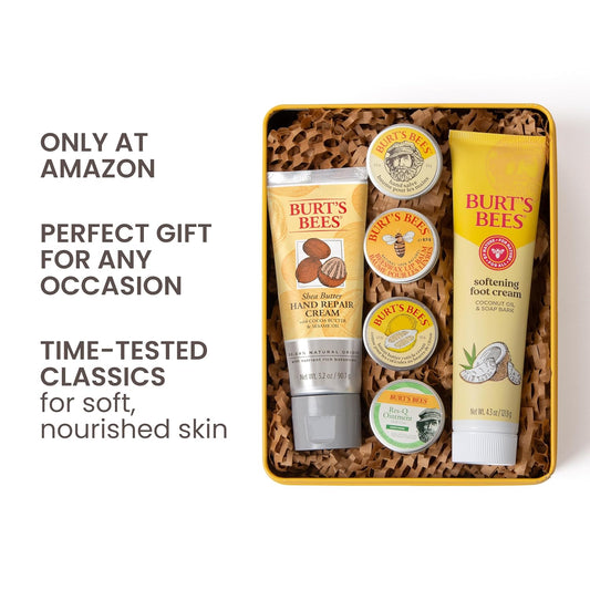 Burt's_Bees_Gifts_Ideas_-_Classics_Set,_6_Products_in_Giftable_Tin_a€“_Cuticle_Cream,_Hand_Salve,_Lip_Balm,_Res-Q_Ointment,_Hand_Repair_and_Foot_Cream