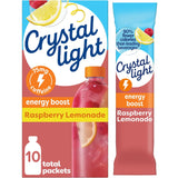 Crystal Light Raspberry Lemonade Energy Boost Drink Mix, 10 ct On-the-Go-Packets