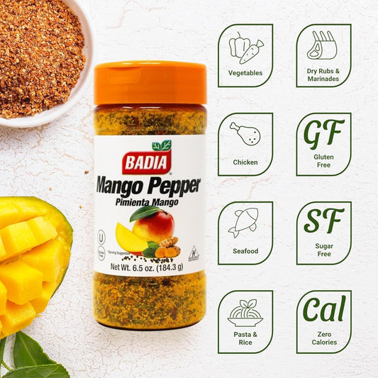 Badia_Mango_Pepper_Seasoning,_6.5_oz_-_Sweet_&_Zesty_Citrus_Pepper_Blend_for_Chicken,_Seafood_&_Vegetables