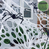 Giant Beef Netting Spider Web Halloween Decorations, Pre-Cut Spiderwebs Super Stretchy DIY Spider Webbing with Stakes, Gauze Cobwebs for Haunted House Yard Garden Halloween Party Outdoor Decor