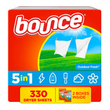 Bounce Dryer Sheets, Outdoor Fresh Scent, Fabric Softener Sheets, Reduces Static, Softens and Fights Wrinkles