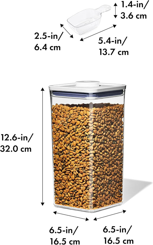 OXO_Good_Grips_Pet_POP_Container_–_6.0_Qt/5.7_L_with_Half_Scoop,_Ideal_for_up_to_6.5lbs_of_Dog_Food_or_4.5lbs_of_Cat_Food,_Airtight_Dog_and_Cat_Food_Storage_Container,_BPA_Free,_Clear
