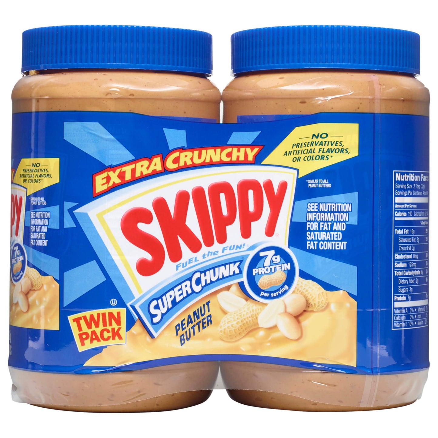 SKIPPY Chunky Peanut Butter, Crunchy Peanut Butter, Twin Pack, 40oz Jars