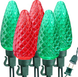 Brizled Red & White Christmas Lights, 33ft 50 LED Faceted C9 String Outdoor, Connectable Christmas Tree, UL Certified Indoor Xmas Waterproof for House Roof Party Decor
