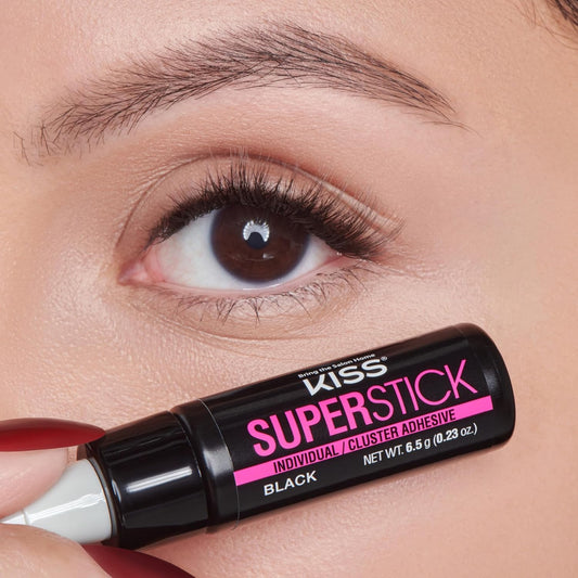 KISS_SuperStick_Individual_Lash_Cluster_Adhesive,_Gentle_Formula,_7_Day_Hold,_Cactus_&_Witch_Hazel_Extract,_Dermatologist_Tested,_Waterproof_Lash_Glue,_No_Harsh_Odor,_Net_Wt._6.5g_(0.23_oz.),_Black