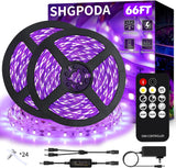 50 Ft/66FT Black Light Strip & Remote, 900LEDs, Dimmable 12V Flexible Black Lights for Glow Party, Bedroom, Hallween, Fluorescent Tapestry Poster, 3 Light Modes, Non-Waterproof