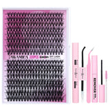 Eyelash Extension Lash Clusters D Curl 9-16mm Mix Individual Lashes with Lash Bond and Seal and Remover Lash Applicator for Lash Extension Beginners Makeup Cosmetic Eyelashes Extensions