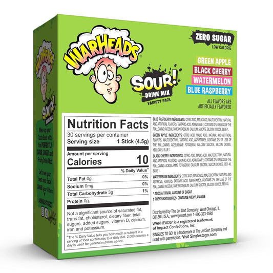 Warheads_Singles_To_Go_Sour_Drink_Mix,_30_Sticks,_Variety_Pack_(Green_Apple,_Black_Cherry,_Watermelon,_Blue_Raspberry),_Zero_Sugar,_Low_Calorie