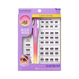 KISS imPRESS Falsies False Eyelashes, Lash Clusters, Natural', 12 mm, Includes 20 Clusters, 1 applicator, Contact Lens Friendly, Easy to Apply