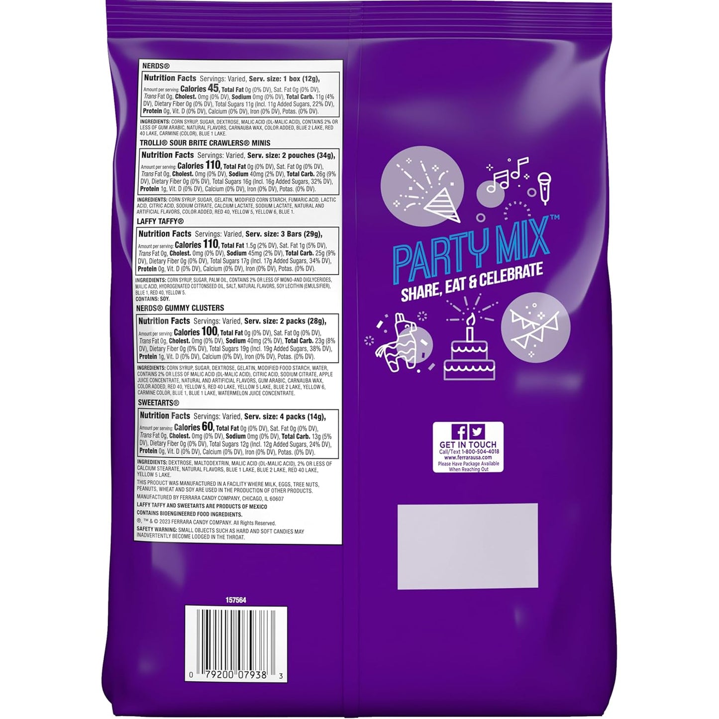 SweeTARTS_Variety_Party_Mix,_Individually_Wrapped_Assorted_Candy,_28.6_Ounce_(75_Count)