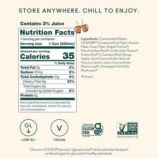 OLIPOP_Prebiotic_Soda_Pop,_Classic_Root_Beer,_Pantry_Pack_Packed_with_Prebiotics,_Fiber,_and_Botanicals,_Gluten_Free,_GMO_Free,_12oz_Skinny_(12-Cans)