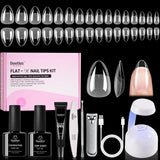 Beetles Gel Nail Kit Etch-X, Almond Short, Nail tips, Nail Glue Mini LED Light, Acrylic Half Matte Tips Press On Nail, Extension DIY Set at Home, Gift for Women & Girls