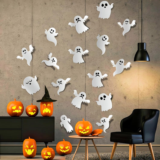 🎁 7Styles Halloween Ghost Wall Decor Reusable Self-Adhesive White Ghosts Wall Stickers Decals Cute Ghosts Halloweens Walls Decorations for lndoor Outdoor Window Home Halloween Party Decor Supplies21Pcs (100% off)