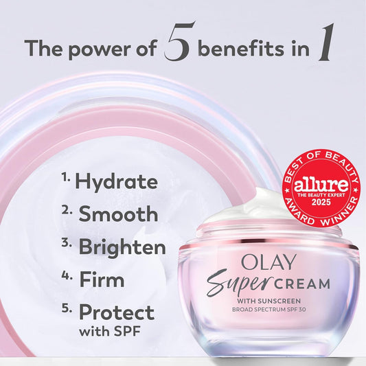 Olay_Super_Cream_with_Sunscreen_SPF_30,_Lightweight_Face_Moisturizer_with_Sun_Protection,_5-in-1_Skin_Care_Benefits_-_Hydrating,_Brightening,_Firming_-_Niacinamide,_Vitamin_C,_Collagen_Peptide,_1.7_oz