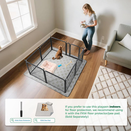 FXW_Rollick_Unleashed_Dog_Playpen_for_Indoor,_Yard,_RV_Camping,_24_inch_8_Panels_for_Small_and_Puppy_Dogs,_Black│Patented