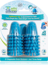 TubShroom Toss 21pk Disposable Bath Tub Drain Strainers - Hair Catcher Snare for Shower Bathtub to Prevent Clogged Drains, Traps Human and Pet Hair, One Year Supply (White)
