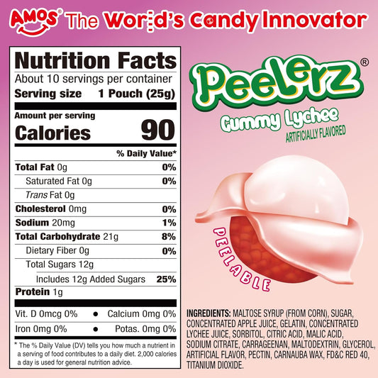 AMOS_Peelerz_Lychee_Gummy_Candy,_Peelable_Fruit-Shaped_Candy,_8.47oz_Box_with_10_Individual_Packs_–_Fun_Peeling_Gummy_Snack_Made_with_Real_Juice