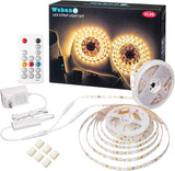 WOBANE LED Strip Lights, Motion Sensor Light Strip with Remote and Adapter, Night Light, Dimmable Function, 16.4ft/32.8f Tape Lighting for Kitchen, Under Cabinet, Bedroom, Shelf, Bed, Warm White/White