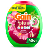 Gain Plus Flings Liquid Washing Detergent Pods, Gain's Best Clean, All-In-One, Happy Hibiscus Scent Laundry Pacs
