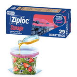 Ziploc Quart Food Storage Bags, Stay Open Design with Stand-Up Bottom, Easy to Fill
