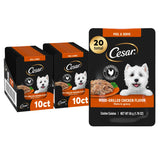 Cesar Filets in Gravy Wet Dog Food Rotisserie Chicken Flavor, Filet Mignon Flavor, and Wood-Grilled Chicken Variety Pack, Wet Food for Dogs