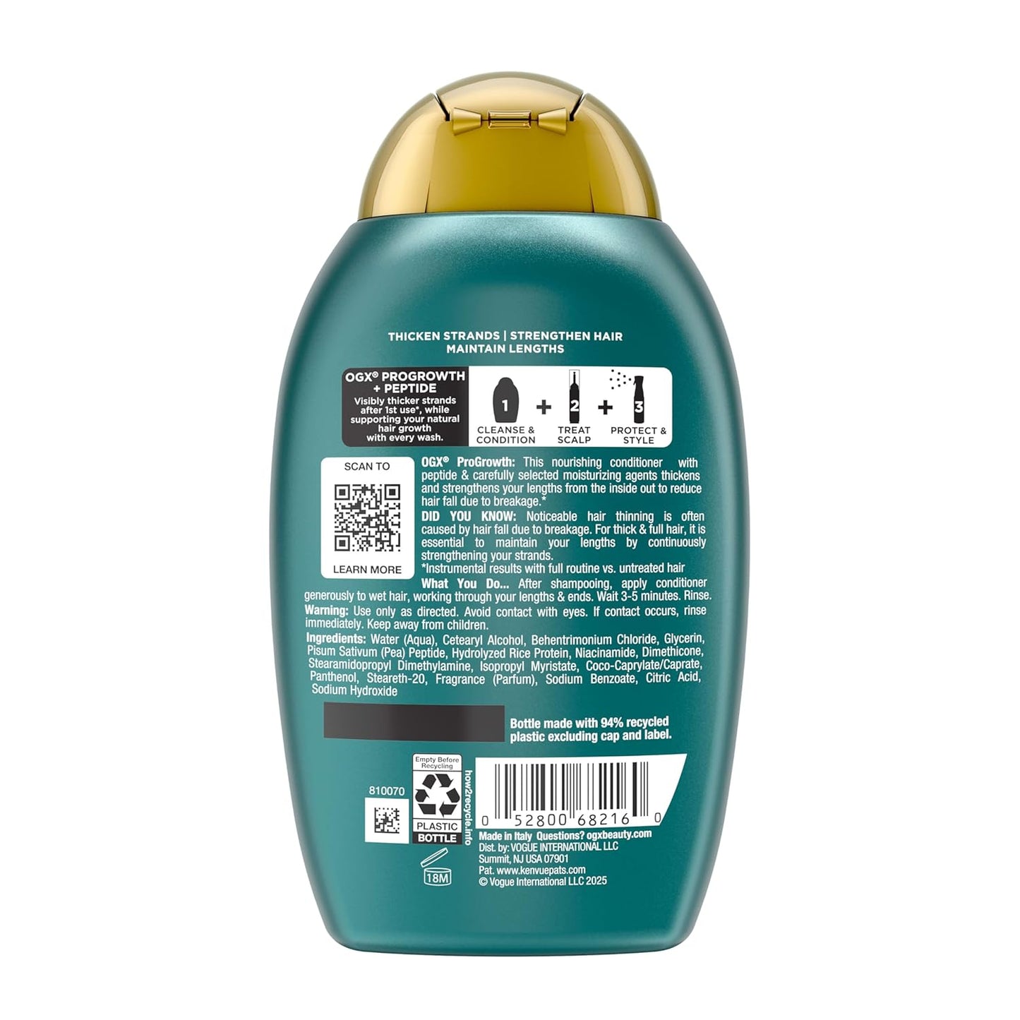 OGX_ProGrowth_+_Peptide_Conditioner,_Thickening_Conditioner_Moisturizes,_Reinforces_and_Strengthens_Hair_to_Reduce_Hair_Fall_Due_to_Breakage*,_13_fl._oz