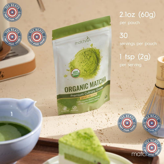MatchAiA_Premium_Culinary_Grade,_USDA-Certified_Organic_Matcha,_100%_Pure_Green_Tea_Powder,_Perfect_for_Lattes,_Smoothies,_Desserts_and_Baking,_Sugar_Free,_Gluten_Free_(60g_/_2.1oz_Pouch)