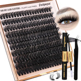 Lash Extension Kit Fluffy Eyelash Clusters Kit 10-18mm Eyelash Extension Kit 80D Individual Lashes DIY Lash Extension Kit 200pcs Lash Clusters with Bond Lash Remover Lash Applicator by Focipeysa