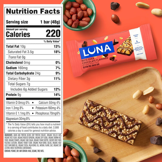 LUNA_Bar_-_Nutz_Over_Chocolate_Flavor_-_Gluten-Free_-_Non-GMO_-_7-9g_Protein_-_Made_with_Organic_Oats_-_Low_Glycemic_-_Whole_Nutrition_Snack_Bars_-_1.69_oz._(15_Count)