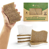 AIRNEX Natural Kitchen Sponges - Biodegradable Cellulose & Coconut Scrubber Dish Sponges for Kitchen - Eco-Friendly, Non Scratch, Compostable, Non Toxic S-Shaped Natural Sponges for Dishes