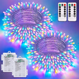 JMEXSUSS 2 Pack Battery Operated Christmas Lights with Remote, LED Battery String Lights Outdoor Indoor, Warm White Twinkle Light for Christmas Tree Bedroom Porch Garland Yard Decor