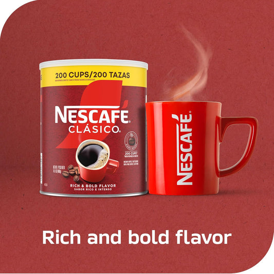 NESCAFE_CLASICO_Instant_Coffee,_Dark_Roast_Coffee,_1_Canister_(14.1_Oz)