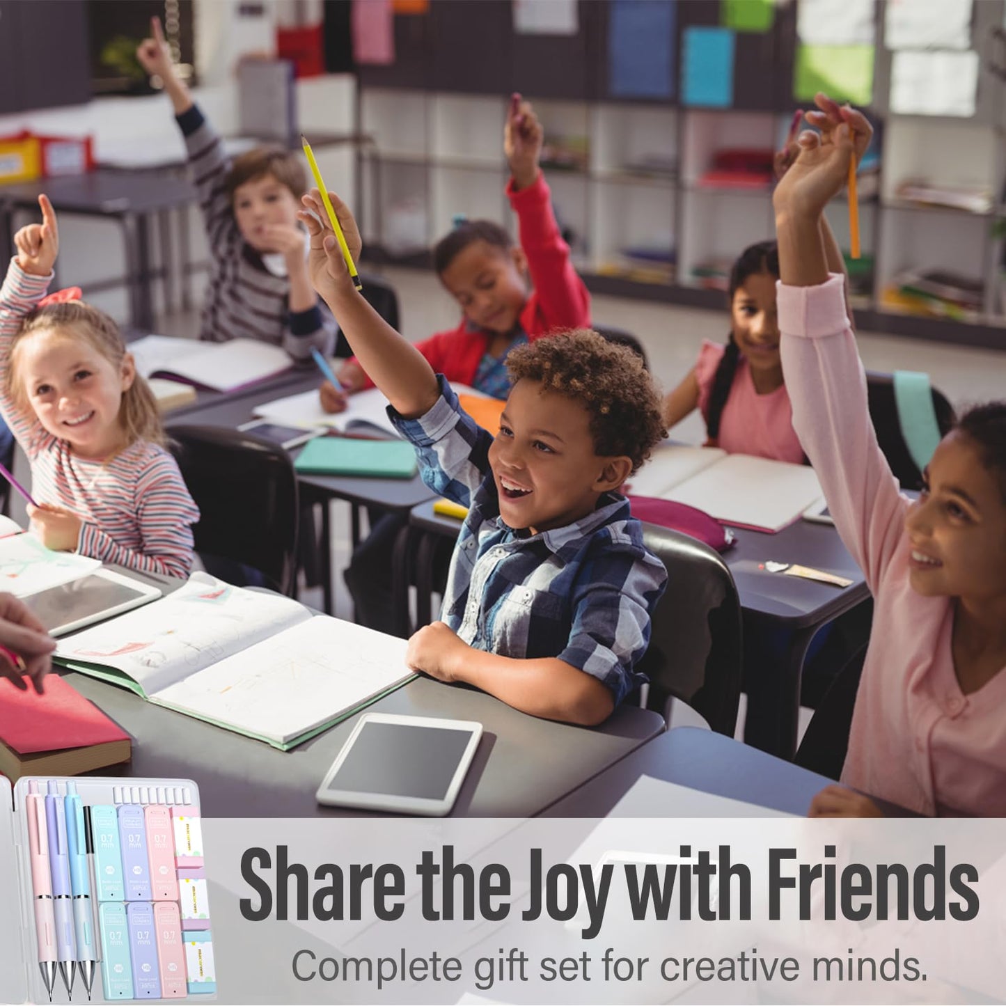 Four_Candies_Pastel_Mechanical_Pencil_Set_-_3PCS_0.7mm_Mechanical_Pencils_with_360PCS_HB_Lead_Refills,_3PCS_Erasers_and_9PCS_Eraser_Refills,_Cute_Pencils_for_School_Drawing_&_Writing