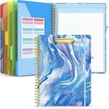 Sooez Clipboard Folio with Refillable Notepad, Clipboard Folder with 10 Storage Pockets for Letter Size, Spiral Clipboard Notebook, Cute Portfolio for School Office Nursing