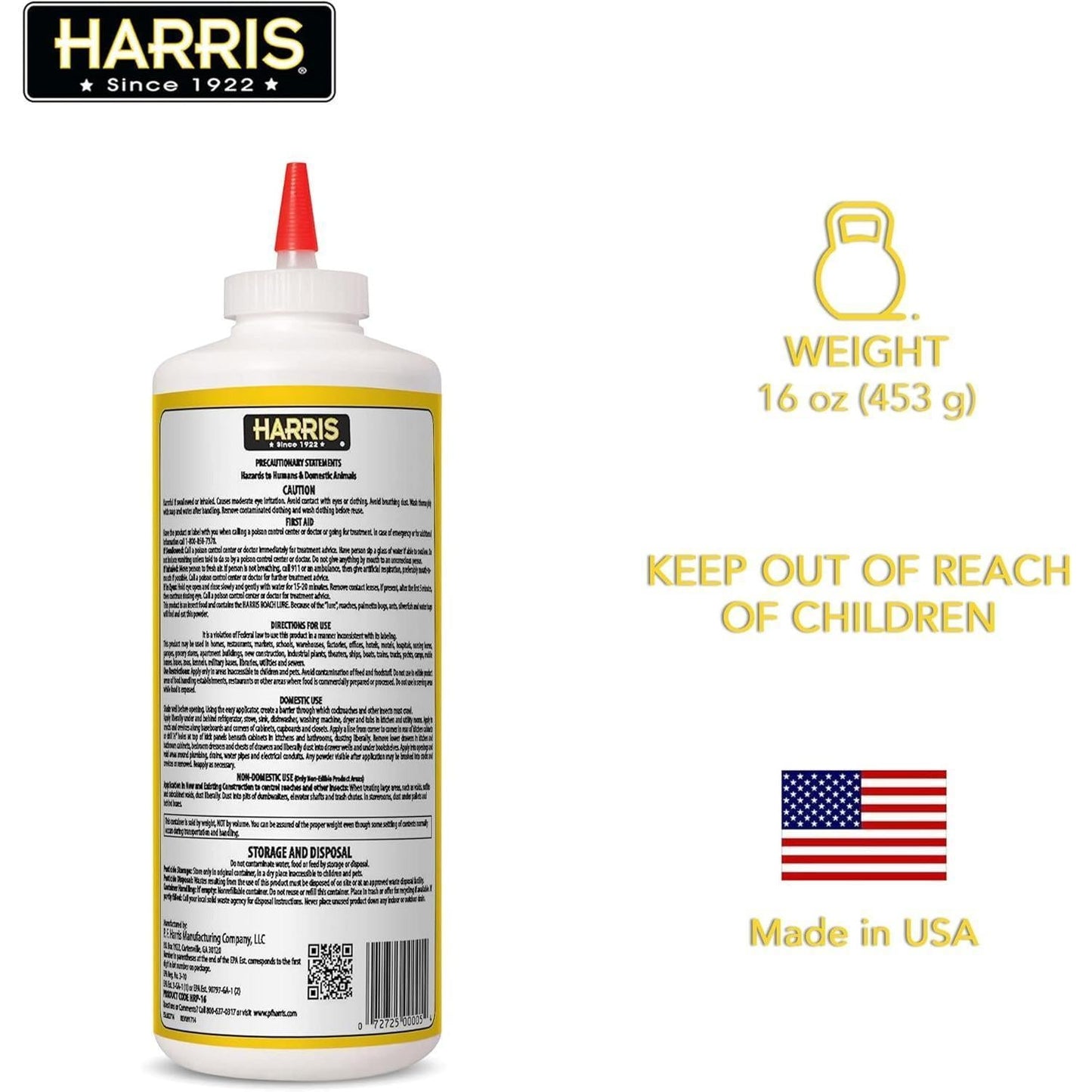 HARRIS_Boric_Acid_Roach_and_Silverfish_Killer_Powder_16oz_for_Insects_-_Effective_Insect_Repellent
