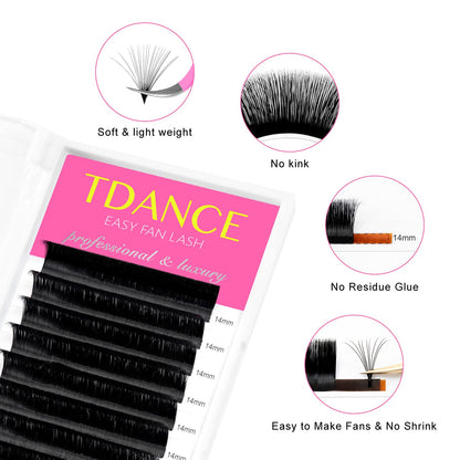 TDANCE_Easy_Fan_Lash_Extension_Rapid_Blooming_Volume_Eyelash_Extensions_C_CC_D_DD_J_B_L_Curl_0.03-0.12mm_Thickness_Easy_Fan_Volume_Lashes_Self_Fanning_Eyelashes_Extension_(D-0.07,14-19mm)_Makeup_Cosmetic