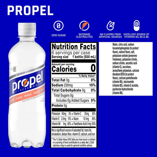 Propel,_Peach,_Zero_Calorie_Sports_Drinking_Water_with_Electrolytes_and_Vitamins_C&E,_16.9_Fl_Oz_(Pack_of_12)