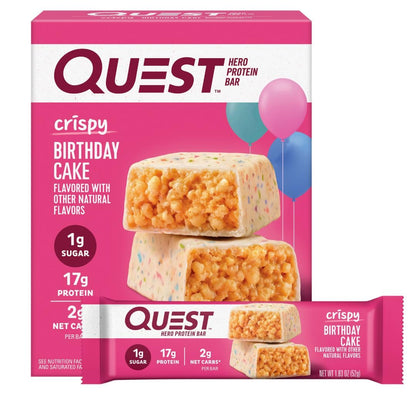 Quest_Nutrition_Crispy_Birthday_Cake_Hero_Protein_Bar,_17g_Protein,_1g_Sugar,_2g_Net_Carbs,_Gluten_Free_Snack,_Keto_Friendly,_4_Count