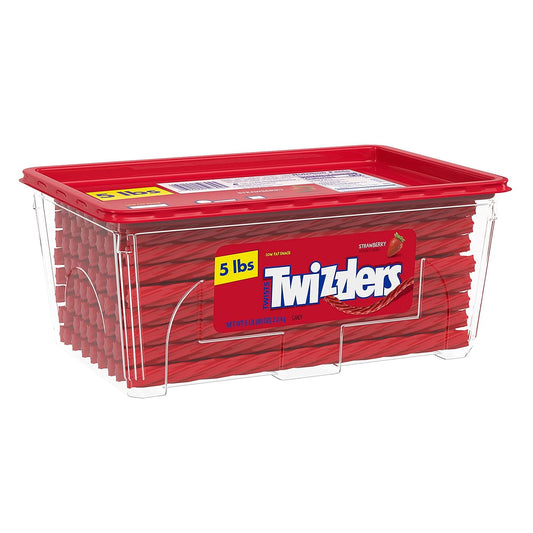 TWIZZLERS_Twists_Strawberry_Flavored_Licorice_Style,_Low_Fat_Candy_Tub,_5_lb_Snack_Sweet_Sugar_Corn_Bonbon_Salt_Artificial_Flour_Natural