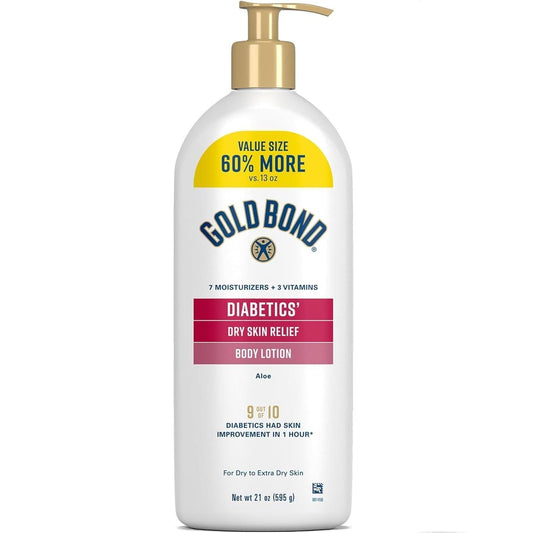 Gold_Bond_Diabetics'_Dry_Skin_Relief_Body_Lotion_With_Vitamin_E_&_Aloe_To_Soothe_&_Moisturize_Dry,_Flaky_&_Rough_Skin,_Value_Size,_21_oz._Aloe_Vera_Body_Care_Hydrating_Gentle_Nourishing_Sensitive_Comfort_Skin_Repair_Skin_Care