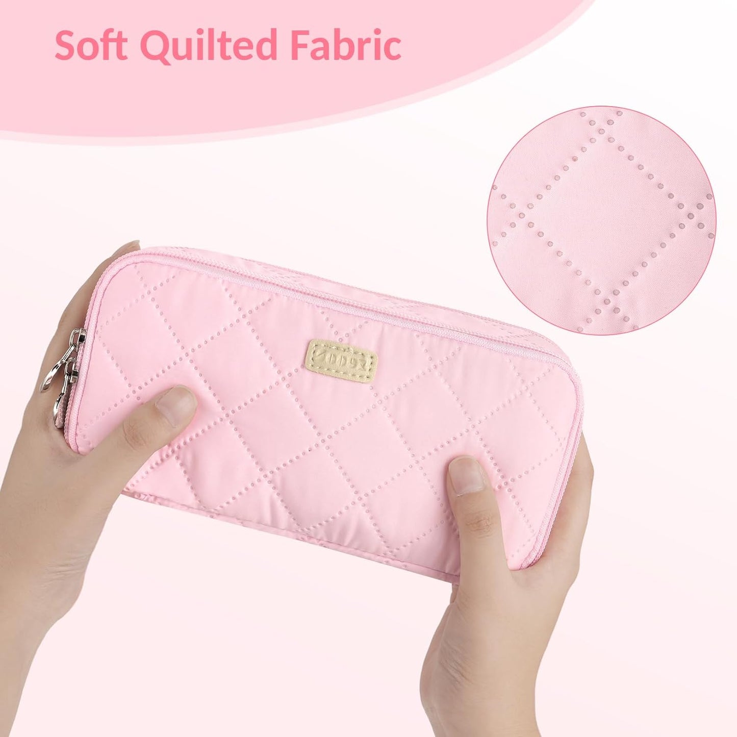 Sooez_Large_Pencil_Case_Pouch,Extra_Big_Pencil_Bag_with_8_Compartments,Pen_Bag_Wide_Opening,Soft_Quilted_Pencil_Pouch_Organizer_with_Zipper,Portable_Pencil_Case_for_Teen_Girls,Beige